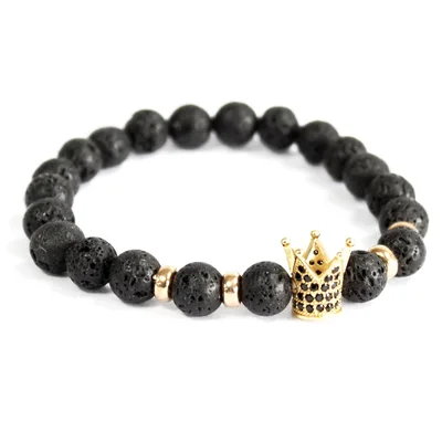 Bracciale Oro Corona / Pietra Lava - Gioiello