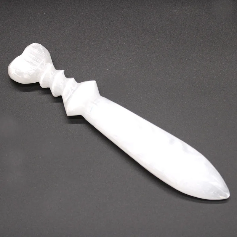 Selenite Lrg Ritual Knife Spiral