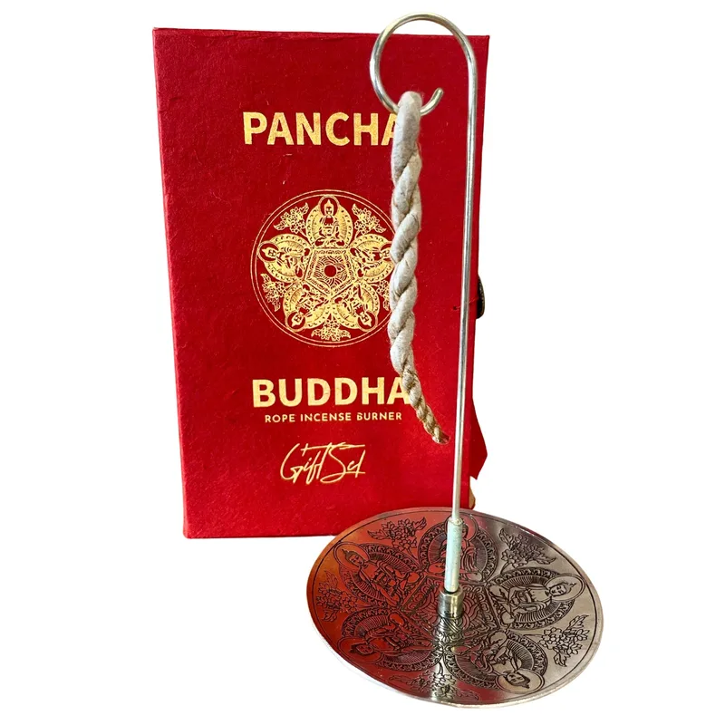 Rope Incenso and Argento Plated Porta Set Pancha Buddha