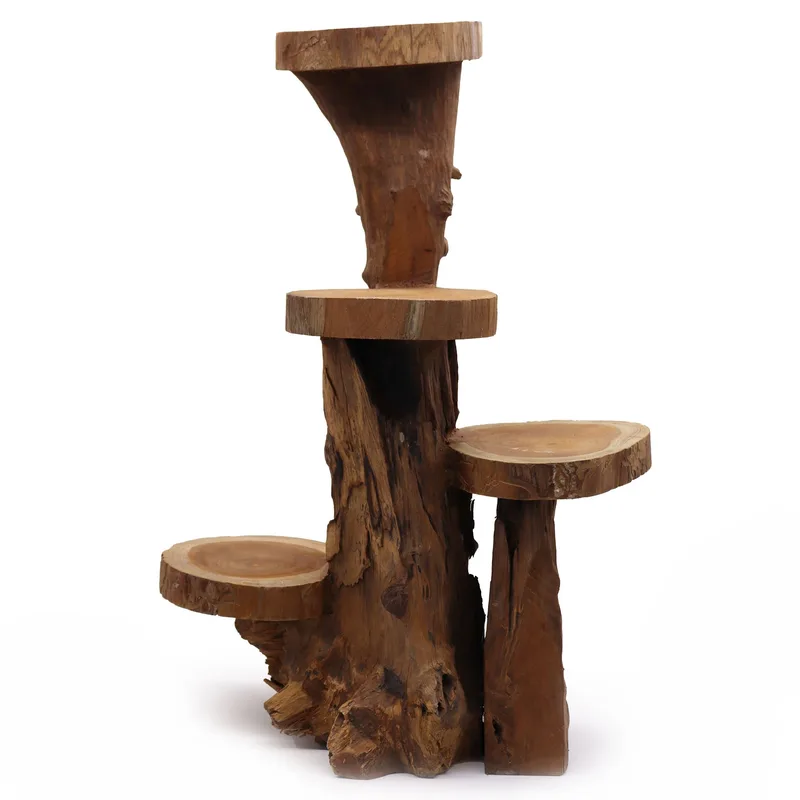 Espositore in Teak Naturale a 4 Ripiani Altezza 75 cm — foto 3