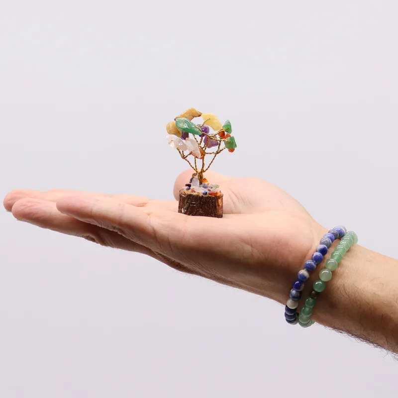 Scatola of 12 Mini Gemstone Trees On Legno Base Assorted Mix — foto 1