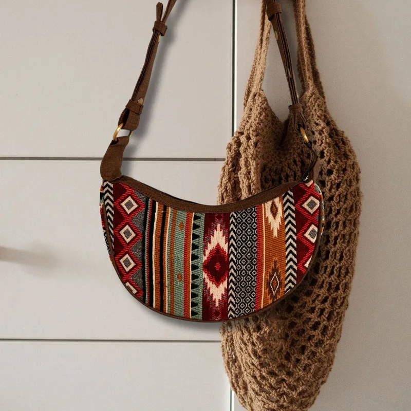Jacquard Hobo Bag Rich Browns — foto 3