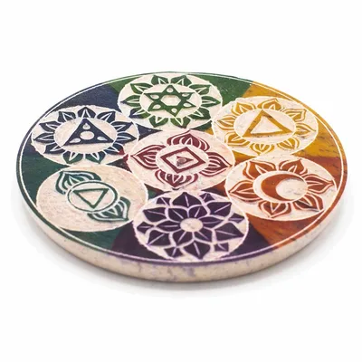 Soapstone Disc Incenso Porta 10cm Seven Chakra — foto 5