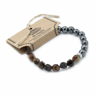 Bracciale con Pietre Naturali Tagliate - Occhio di Tigre Magnetico