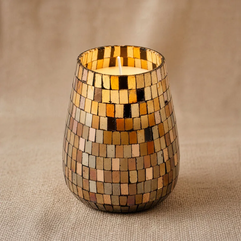 Tall Glass Jar Candele Ambra Mosaic — foto 3