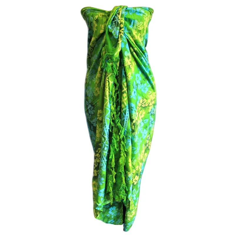 Bali Block Print Sarong Orchids