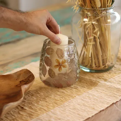 Naturale Floral Glass Vase Candela Porta Primavera - — foto 3