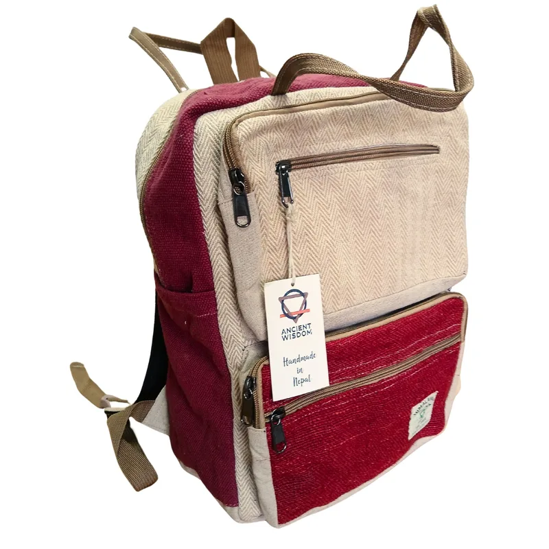 Large Boxy Hemp Backpack Wine & Crema — foto 1