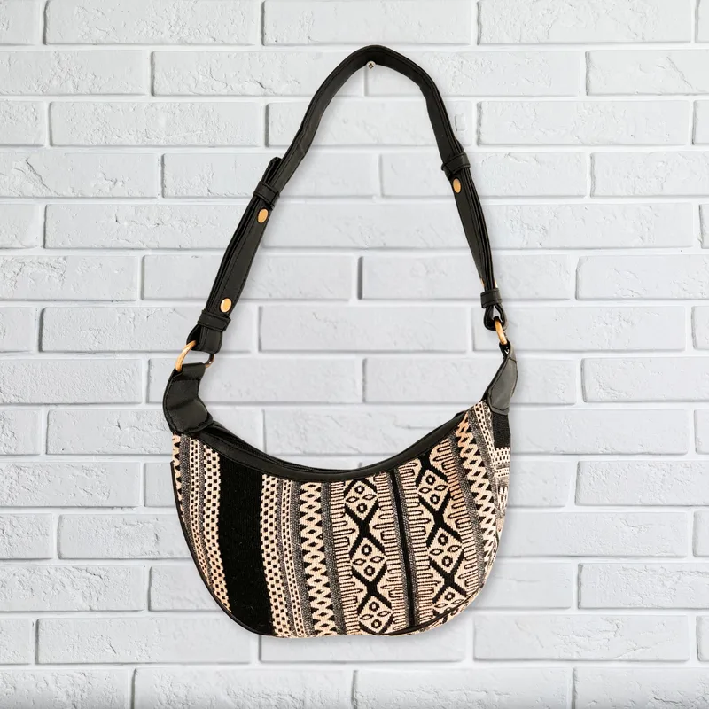 Jacquard Hobo Bag Grey Metro Nero strap)