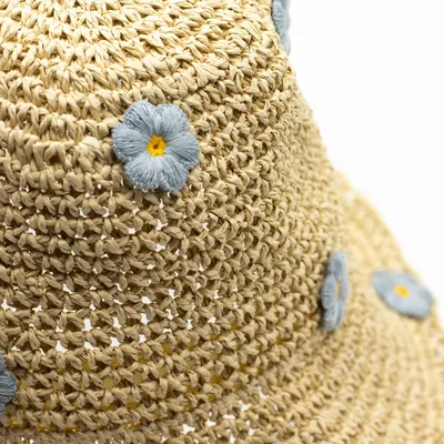Nomad Sari Floppy Straw Sun Hat - Beige & Blu Fiori — foto 2