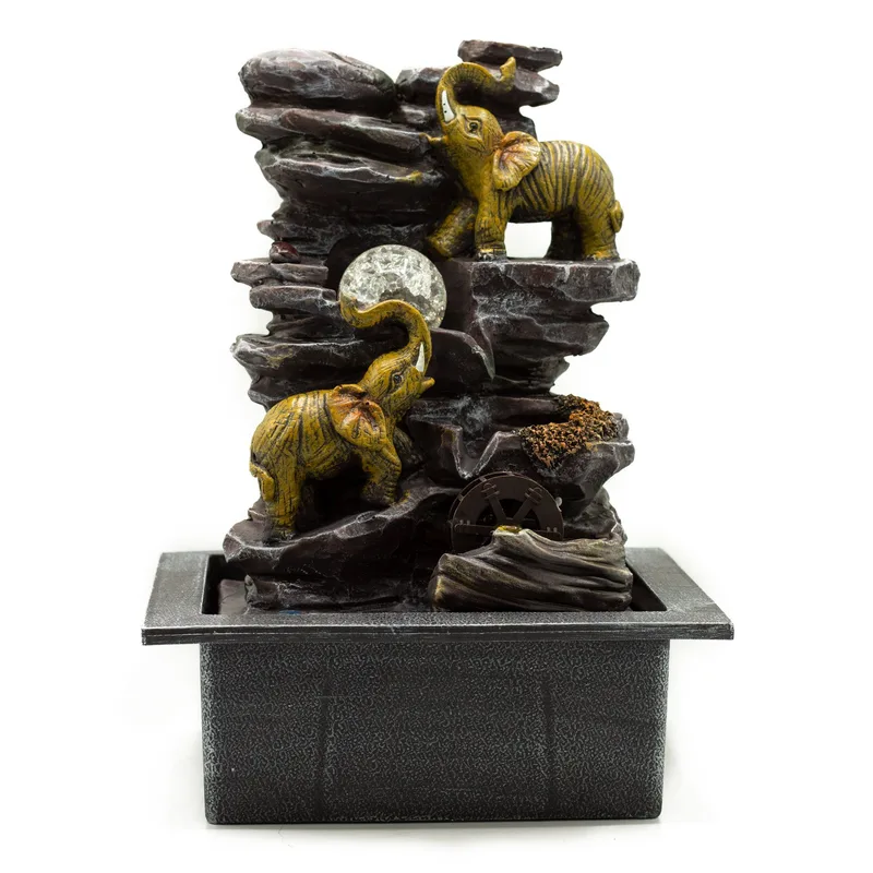 Tabletop Water Feature 35cm Elephants, Crystal Ball & Water Wheel — foto 2