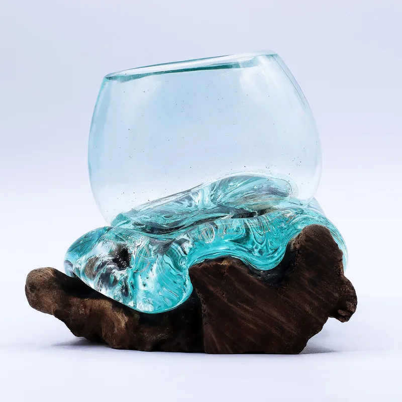 Molten Glass Mini Goldfish Bowl on Legno 20cm — foto 5