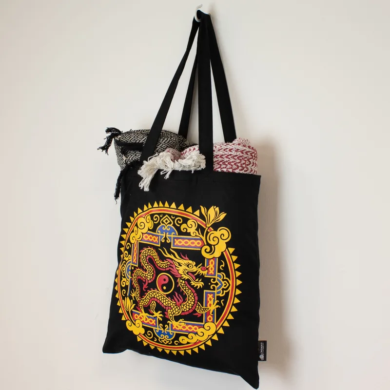 Iconic Classic Tote Bag - Dragon Yin & Yang- Nero 6oz — foto 2