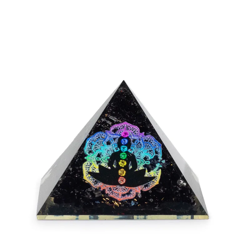 Small Organite Pryamids 5.5x4.5cm - Chakra Buddha - Nero Tormaline Chips