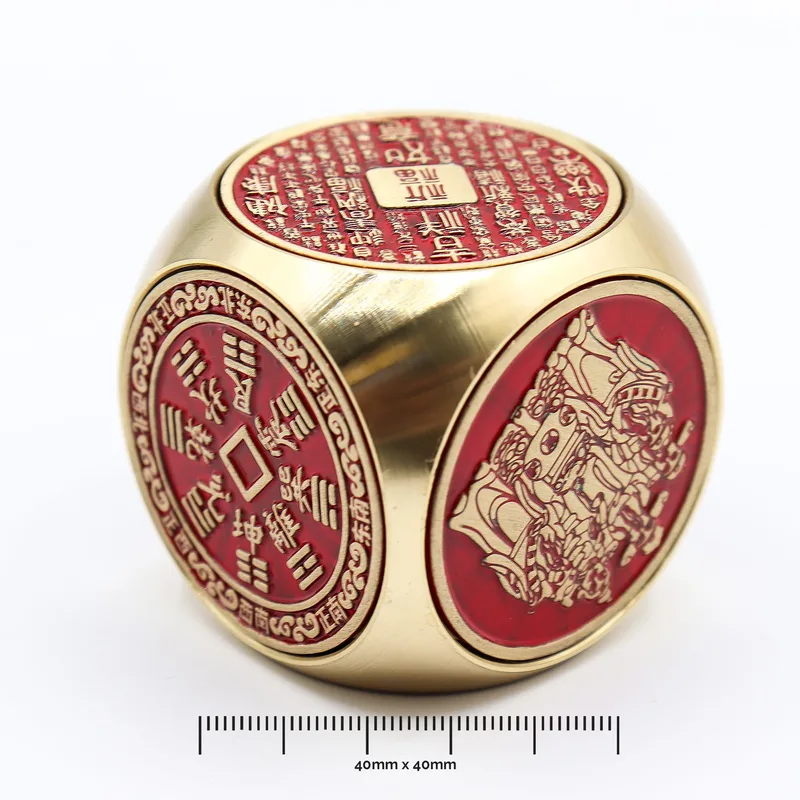 Feng Shui Fortune Red & Brass Prosperity Cube Flat — foto 2