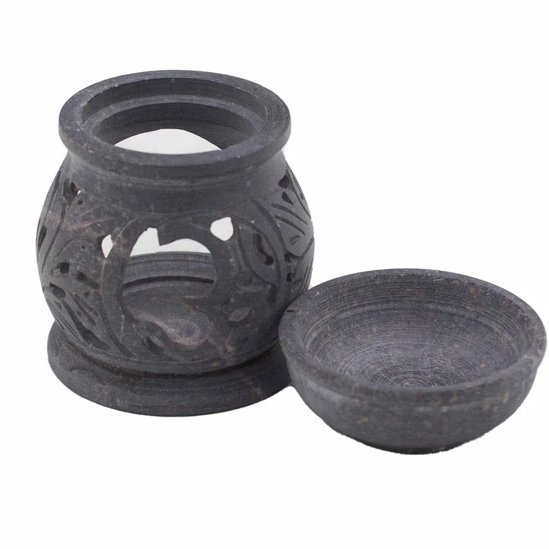 Small Soapstone Olio Bruciatore 8cm - Om — foto 3