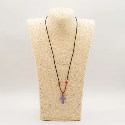 Collana con ciondolo pietra preziosa - Crocifisso ametista — foto 1