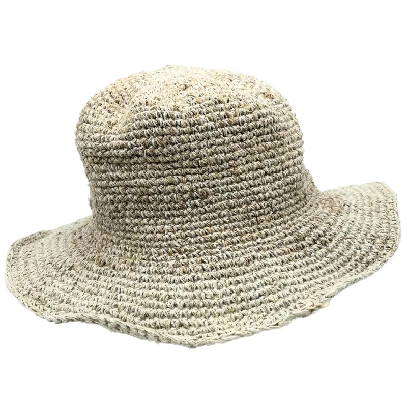Cappello Boho Festival a Maglia a Mano in Canapa e Cotone – Naturale