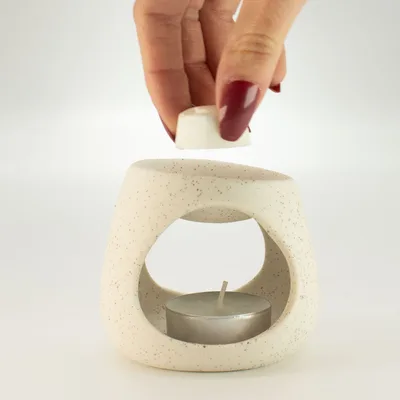 Ceramic Zen Olio Bruciatore - Round Pebble - Speckled Off-White — foto 4