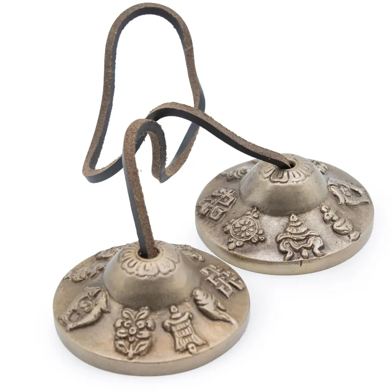 Premium Brass Tibetan Tingsha Lucky Symbols approx 6cm — foto 1