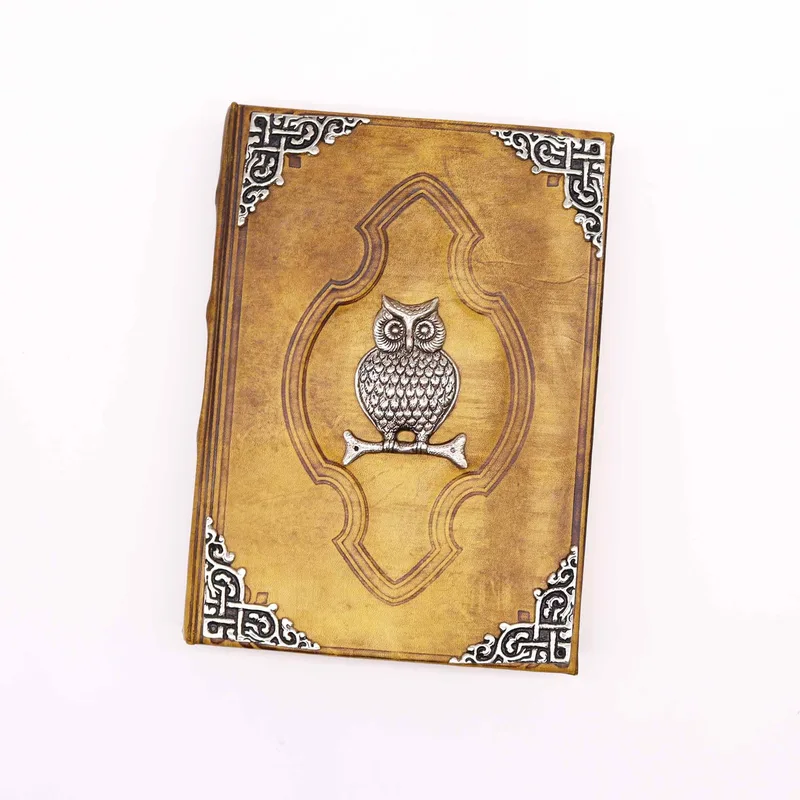 Heafty Coffee Tan Book Zinc Owl Decor 200 Deckle Edges Pages 26x18cm — foto 4