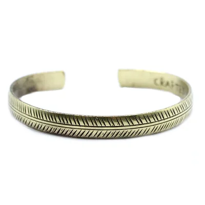Bracciale Tibetano in Ottone - Sottile Foglia Tribale