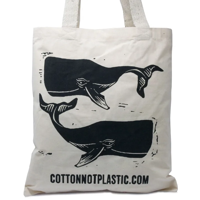Lrg Naturale 6oz Cotton Bag 38x42cm - WHALES — foto 1