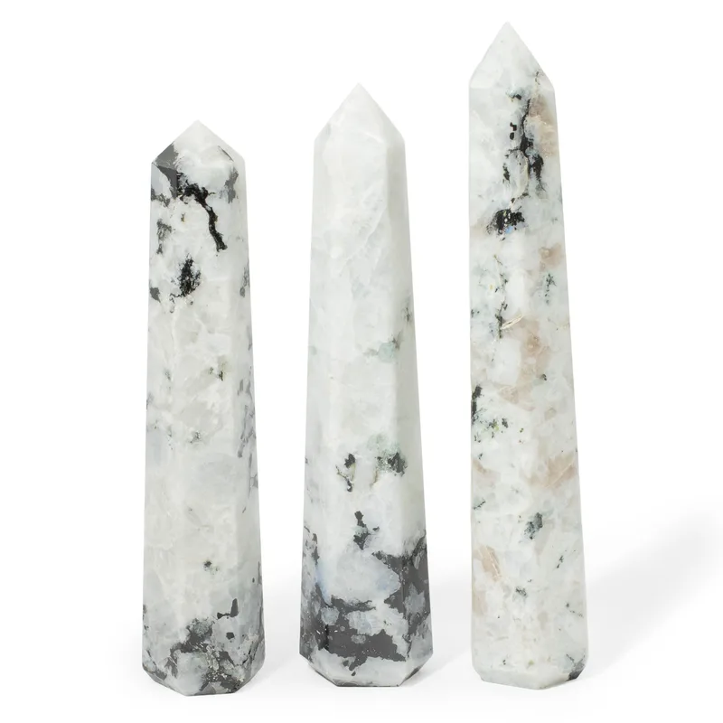 Gemstone Six Face Obelisk Point approx 17cm - Rainbow Moonstone — foto 2