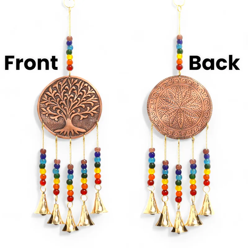 Indian Chimes Med Albero of Life Chakra Beads 5 Bells 10x36cm — foto 5