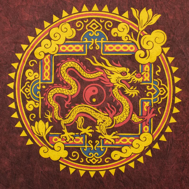Nomad Sari Stonewashed Cotton T-Shirt Dragon Mandala Maroon Small — foto 1