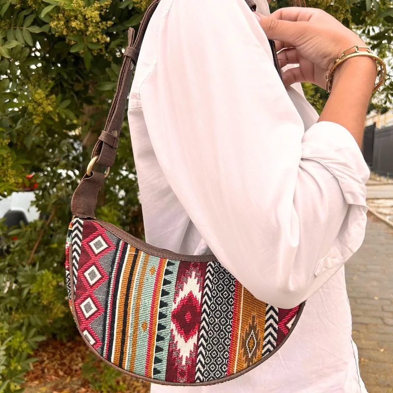 Jacquard Hobo Bag Rich Browns