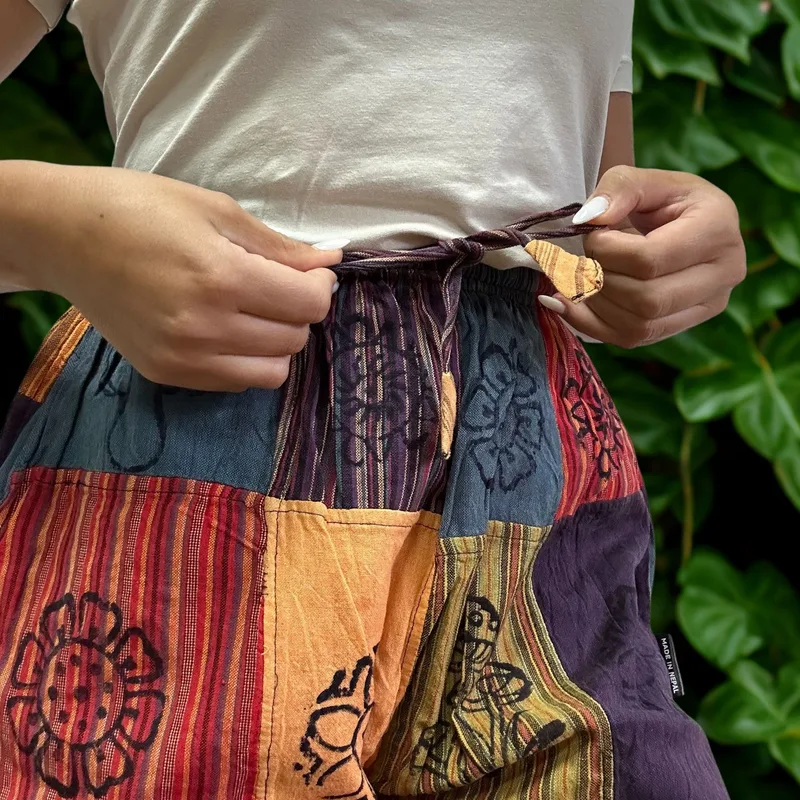 Nomad Sari Mushroom Pants Block Print Designs Arancia Tones S/M — foto 1