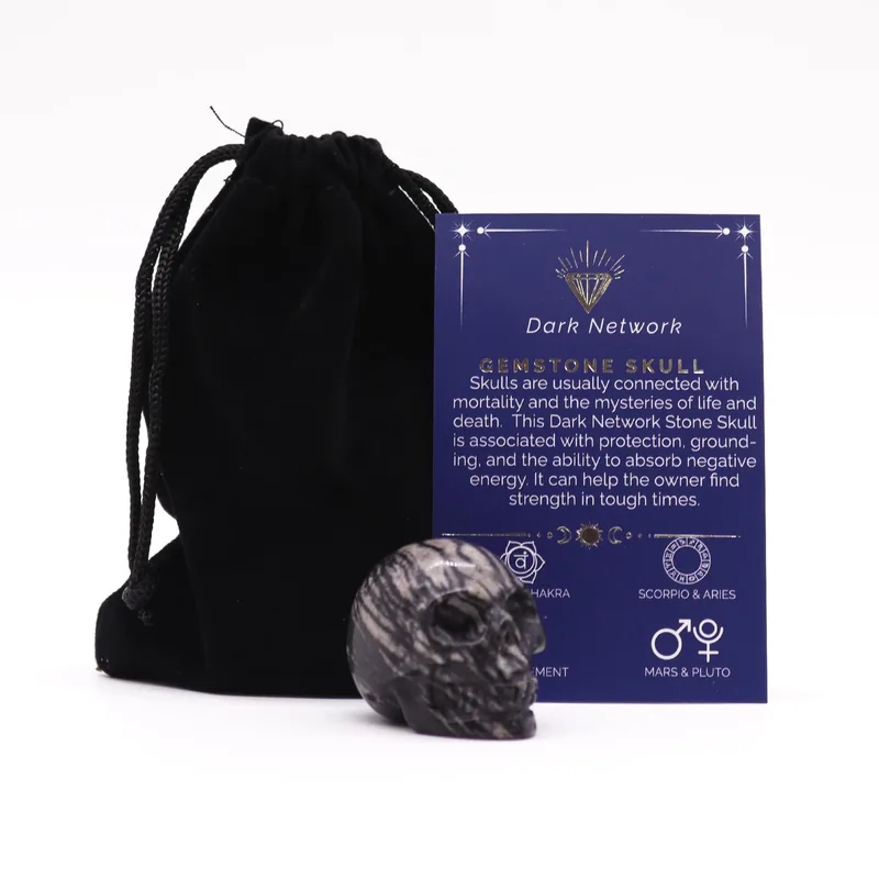 Gemstone Small Skull Dark Network Stone 40x30x28mm