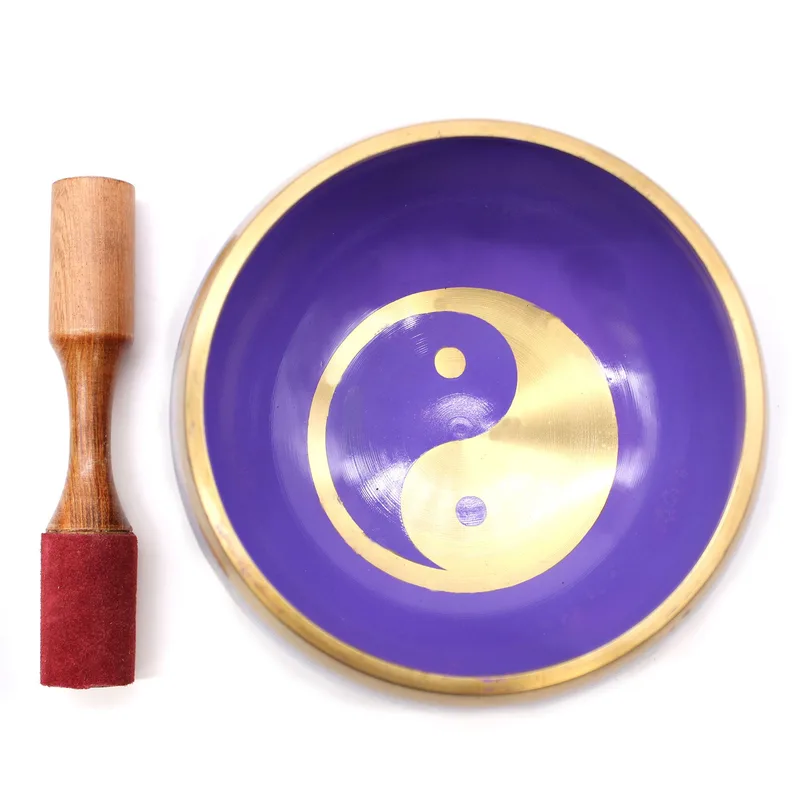 Lrg Yin & Yang Singing Bowl Set- White/Purple 14cm — foto 3