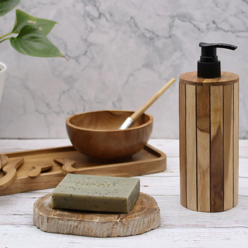 Naturale Teakwood Sapone Dispencer Round — foto 3