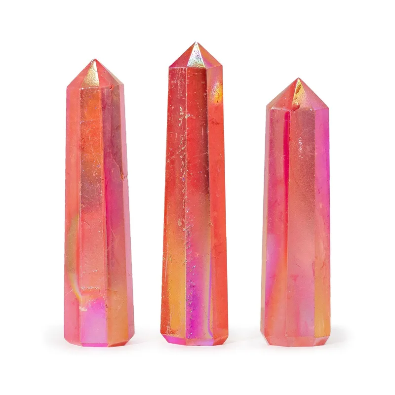 Gemstone Obelisk Point approx 9cm Aurura Crystal Quartz Peach