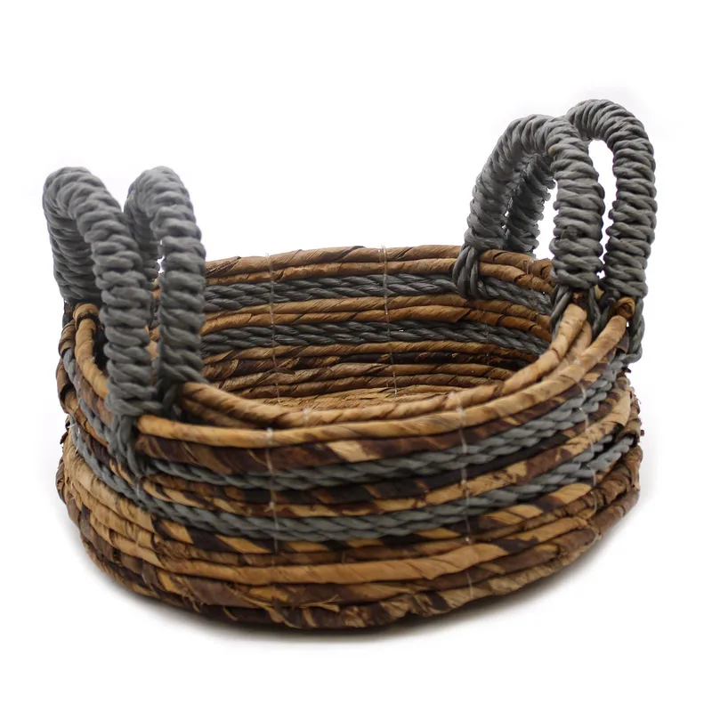 Banana Leaf & Abu-abu Raffia Basket- Set of 2 — foto 1