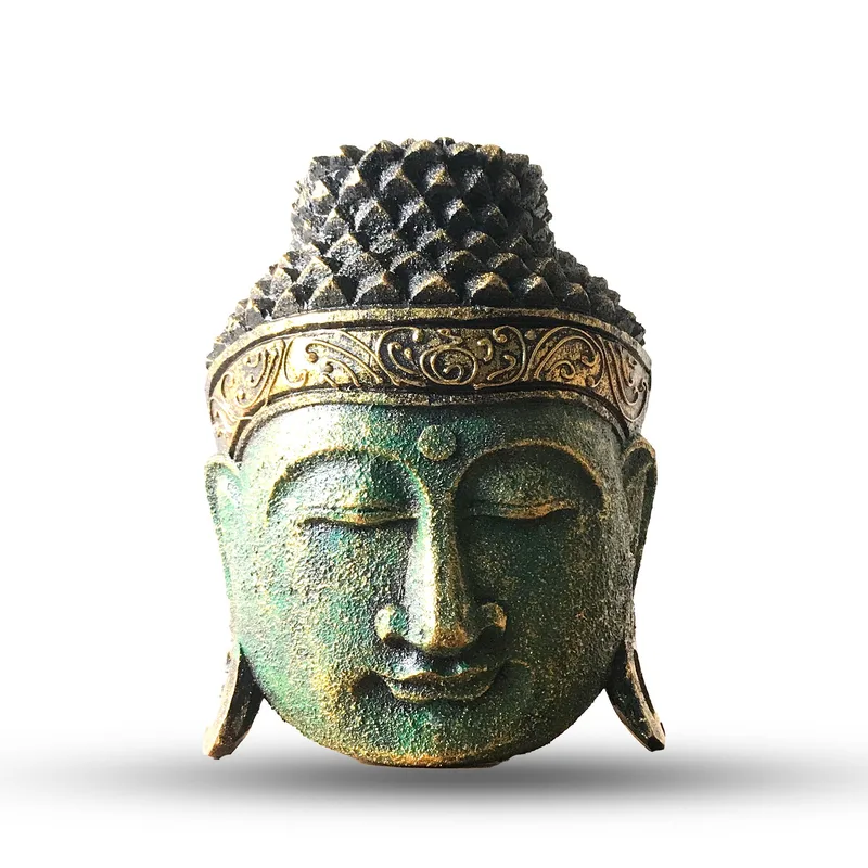 Home Decoration Buddha Head 25cm Verde Shine Finish