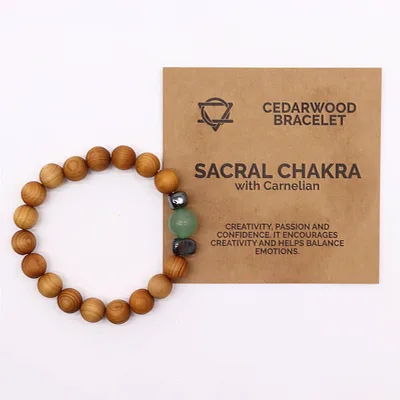 Bracciale in legno di cedro per il chakra sacrale con avventurina — foto 3