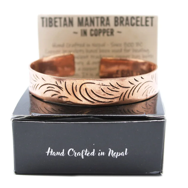 Copper Tibetan Bracelet - Wide Tribal Swirls — foto 1