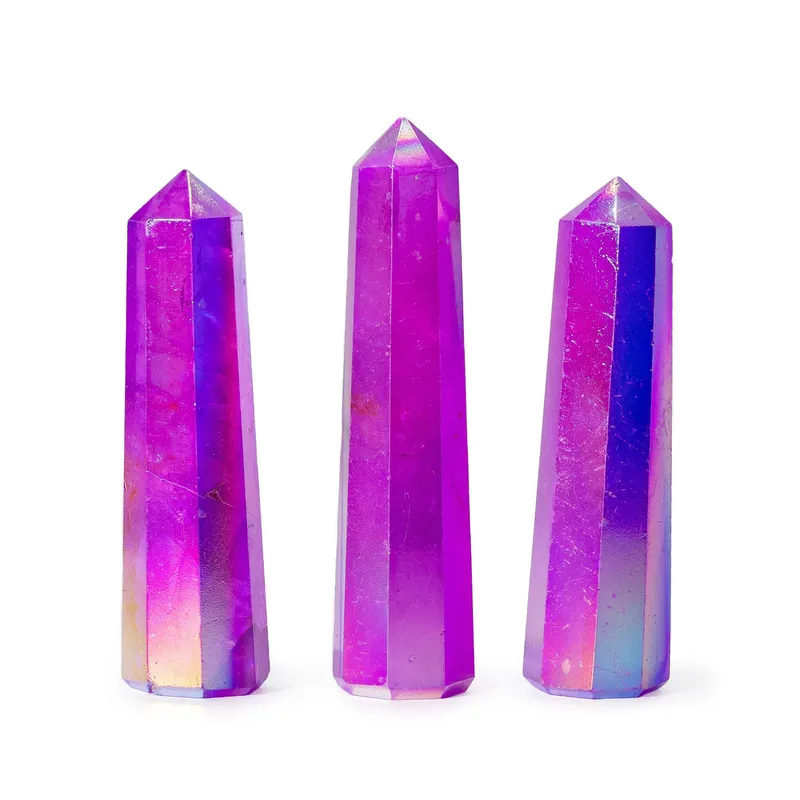 Gemstone Obelisk Point approx 9cm Aurura Crystal Quartz Purple