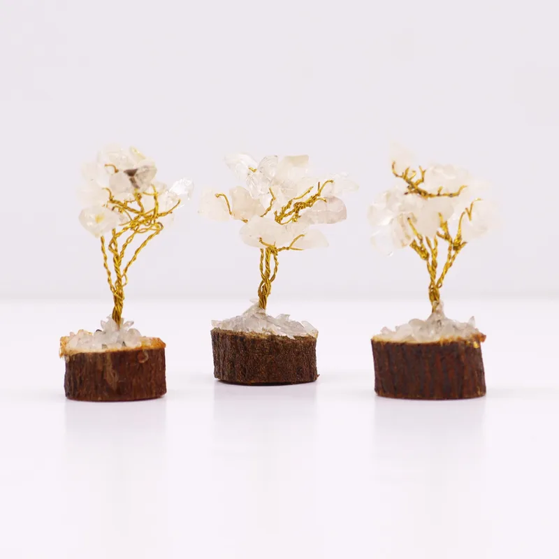 Mini Gemstone Trees On Legno Base - Rock Quartz (15 stones) — foto 4