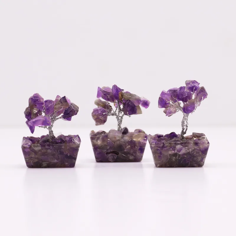 Mini Gemstone Trees On Orgonite Base - Amethyst (15 stones) — foto 4
