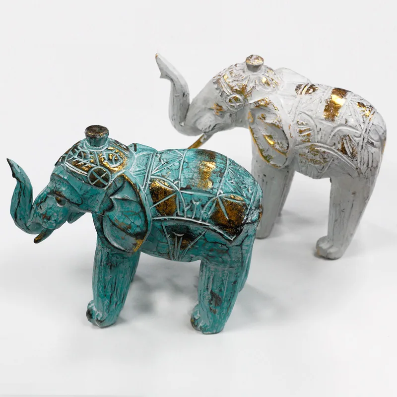 Legno Carved Elephant Bianco Oro — foto 6