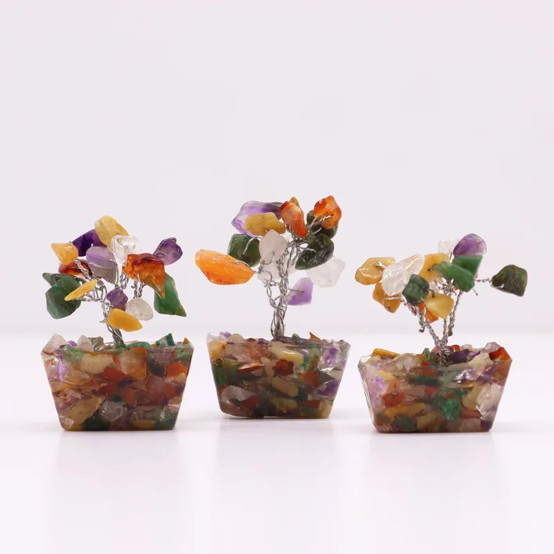 Mini Gemstone Trees on Orgonite Base - Multi Stones (15 stones) — foto 4
