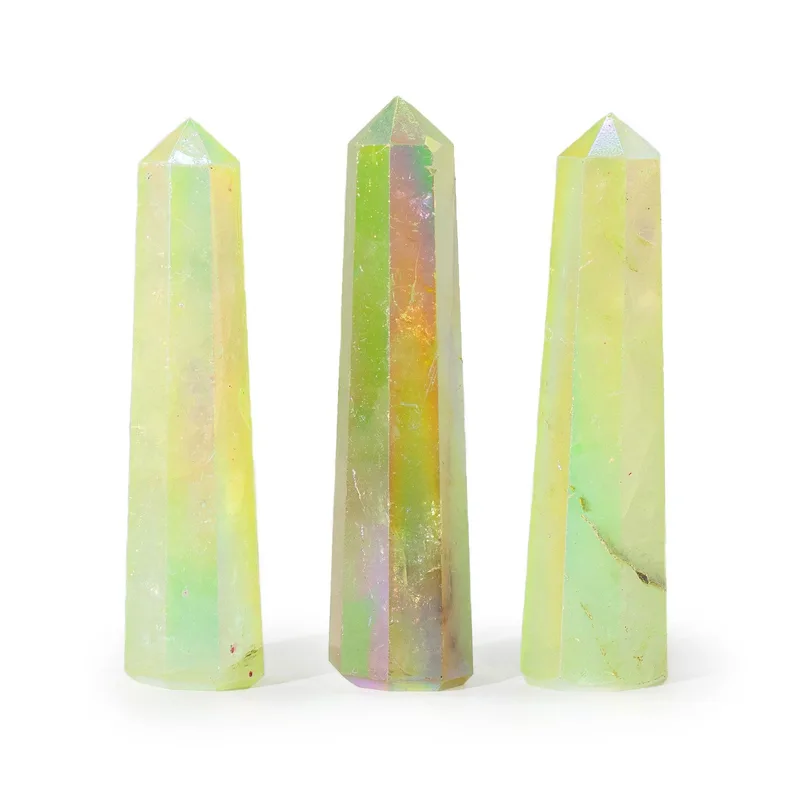 Gemstone Obelisk Point approx 9cm Aurura Crystal Quartz Pale Verde