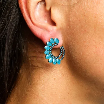 Teal Verde - Vintage Glass - Loop - Earrings — foto 1