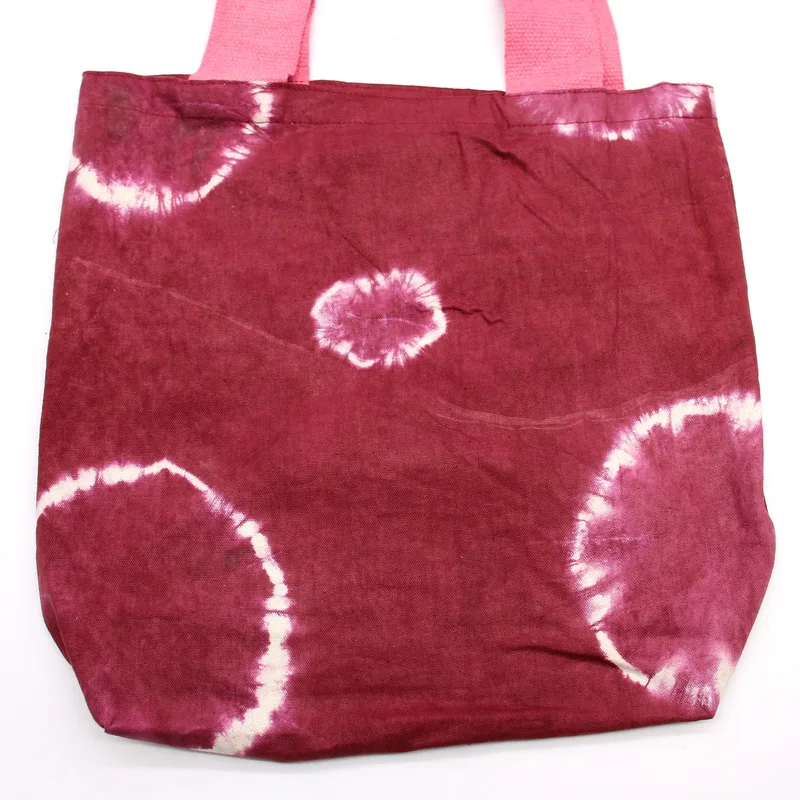 Naturale Tye-Dye Cotton Bag 38x42x12cm Maroon Rings Pink Handle — foto 2