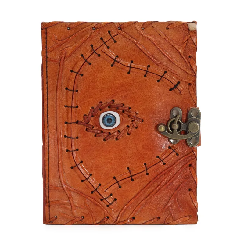 Light Brown Tan Book Evil Eye Decor 160 Deckle Edges Pages 20x15cm