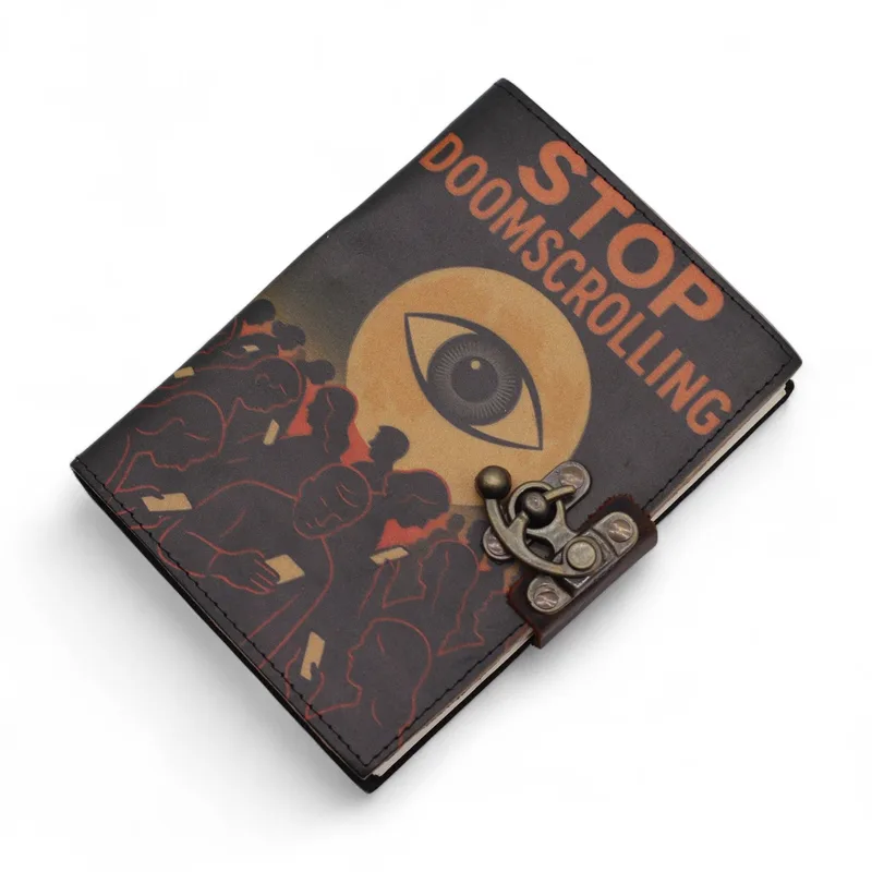 Leather Printed Notebook – Stop Doom Scrolling 17.8x12.7 cm — foto 2